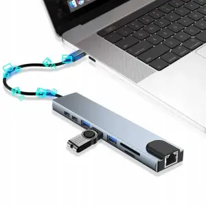 HUB ADAPTER PRZEJŚCIÓWKA ROZDZIELACZ USB 3.0 HDMI RJ45 MACBOOK M1-M3 AIRPRO