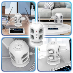 LISTWA ZASILAJĄCA PIONOWA WIEŻA 8 GNIAZD+4USB 1