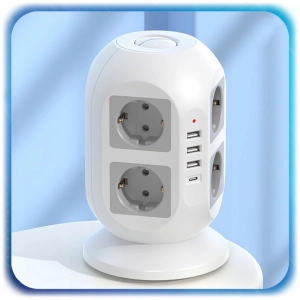 LISTWA ZASILAJĄCA PIONOWA WIEŻA 8 GNIAZD+4USB 1