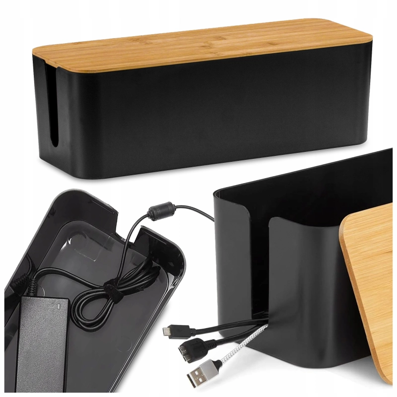 MASKOWNICA NA KABLE POJEMNIK PUDEŁKO ORGANIZER LISTWY PRZEWODY BOX DREWNO S