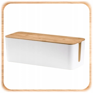 ORGANIZER NA KABLE POJEMNIK PUDEŁKO LISTWE KABLI PRZEWODY DREWNIANA POKRYWA