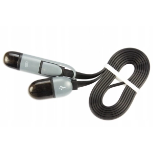 2W1 KABEL USB ŁADOWARKA MICRO USB + Lightning do Apple WZMACNIANY 100CM 1M