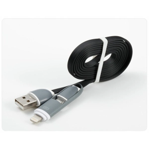 2W1 KABEL USB ŁADOWARKA MICRO USB + Lightning do Apple WZMACNIANY 100CM 1M