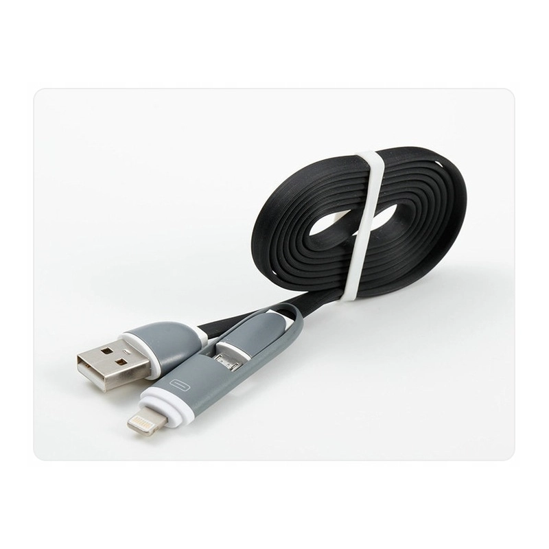 2W1 KABEL USB ŁADOWARKA MICRO USB + Lightning do Apple WZMACNIANY 100CM 1M