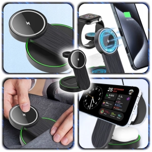 ŁADOWARKA INDUKCYJNA BEZPRZEWODOWA MAGSAFE DO IPHONE iWATCH AIRPODS 3w1