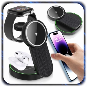ŁADOWARKA INDUKCYJNA BEZPRZEWODOWA MAGSAFE DO IPHONE iWATCH AIRPODS 3w1
