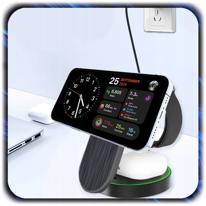 ŁADOWARKA INDUKCYJNA BEZPRZEWODOWA MAGSAFE DO IPHONE iWATCH AIRPODS 3w1
