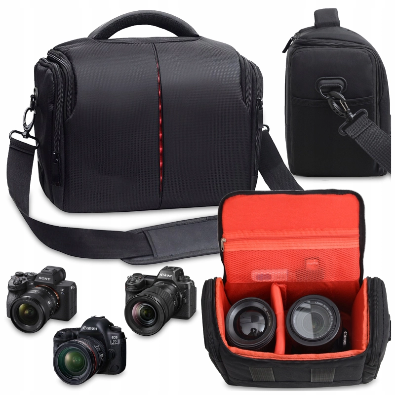 TORBA FOTOGRAFICZNA NA APARAT LUSTRZANKĘ Canon Nikon Sony Olympus+POKROWIEC