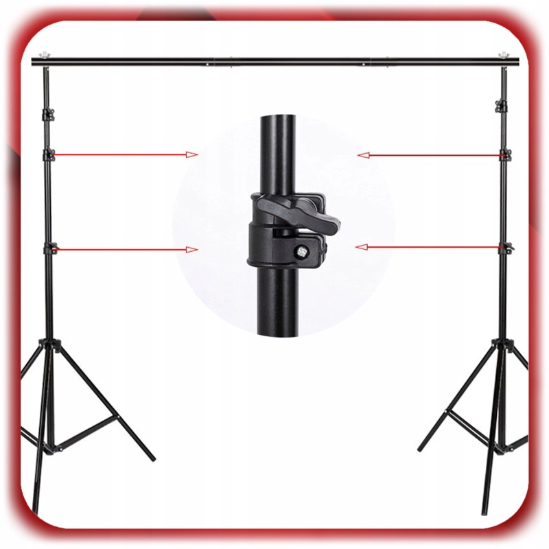 STATYW DO TŁA FOTOGRAFICZNEGO TEŁ DO STUDIA 300x300CM ZESTAW + POPRZECZKA