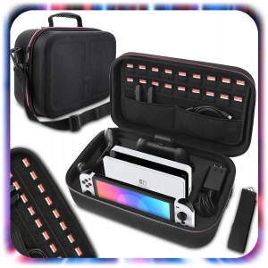 NINTENDO SWITCH OLED V1 V2 ORGANIZER ETUI FUTERAŁ WALIZKA NA KONSOLĘ 18SLOT