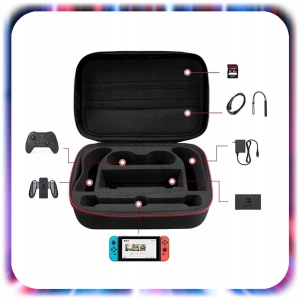 NINTENDO SWITCH OLED V1 V2 ORGANIZER ETUI FUTERAŁ WALIZKA NA KONSOLĘ 18SLOT