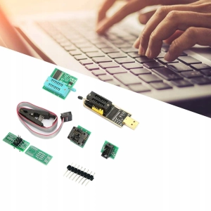 DUŻY ZESTAW PROGRAMATOR USB CH341A PAMIĘĆ SPI FLASH EEPROM TTL ADAPTERY XXL