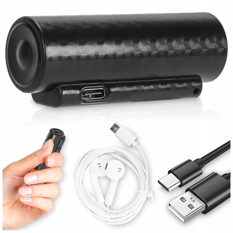 MINI DYKTAFON SZPIEGOWSKI Mały Podsłuch Pluskwa Detekcja Głosu USB 64GB 2w1