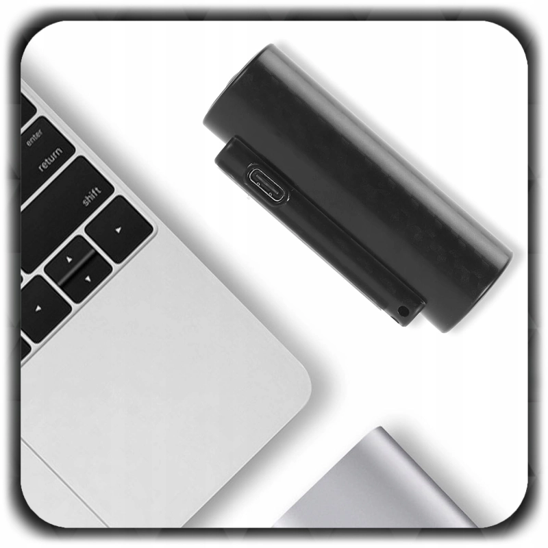 MINI DYKTAFON SZPIEGOWSKI Mały Podsłuch Pluskwa Detekcja Głosu USB 64GB 2w1