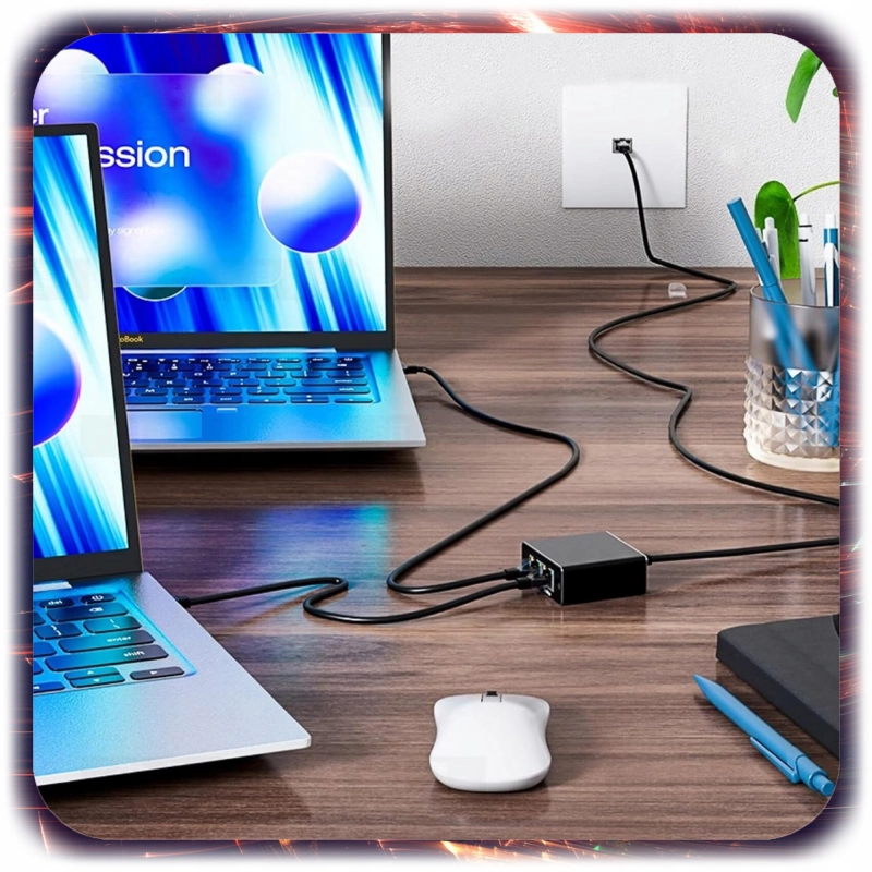 Adapter rozdzielacz mini Switch splitter LAN Ethernet RJ45 2xRJ45 1000M 1GB
