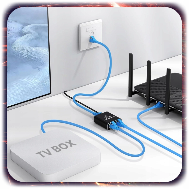 Adapter rozdzielacz mini Switch splitter LAN Ethernet RJ45 2xRJ45 1000M 1GB