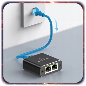 Adapter rozdzielacz mini Switch splitter LAN Ethernet RJ45 2xRJ45 1000M 1GB