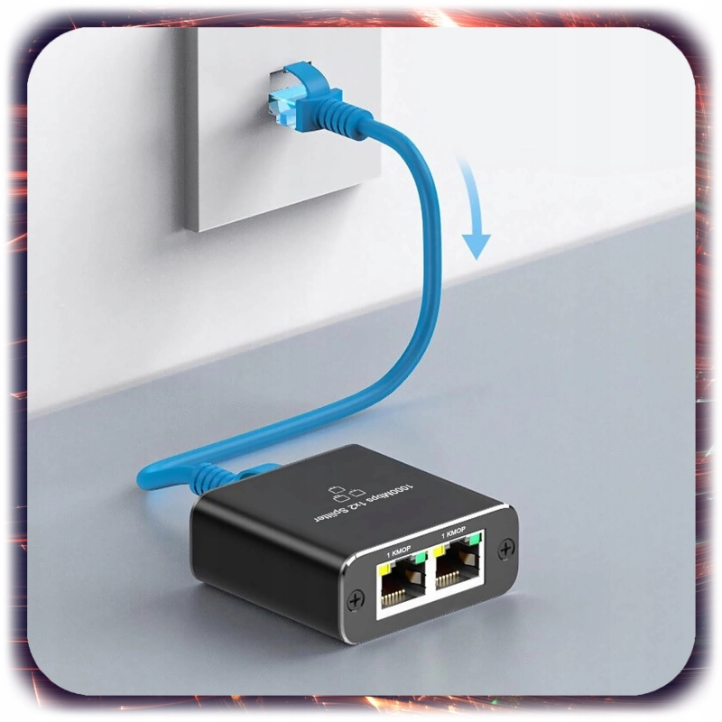 Adapter rozdzielacz mini Switch splitter LAN Ethernet RJ45 2xRJ45 1000M 1GB