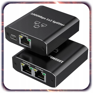 Adapter rozdzielacz mini Switch splitter LAN Ethernet RJ45 2xRJ45 1000M 1GB