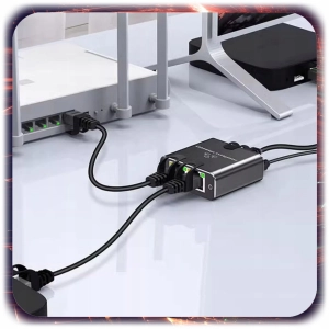 Adapter rozdzielacz mini Switch splitter LAN Ethernet RJ45 2xRJ45 1000M 1GB