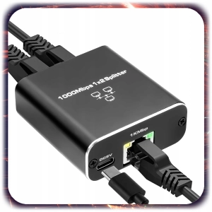 Adapter rozdzielacz mini Switch splitter LAN Ethernet RJ45 2xRJ45 1000M 1GB