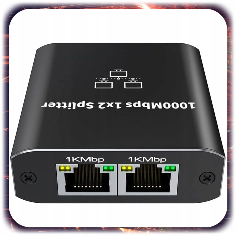 Adapter rozdzielacz mini Switch splitter LAN Ethernet RJ45 2xRJ45 1000M 1GB