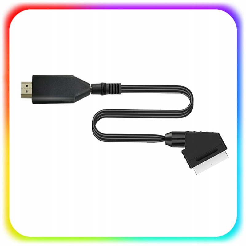 ADAPTER KONWERTER KABEL Z EURO HDMI DO SCART PRZEJŚCIÓWKA AV HD 1080p 1m