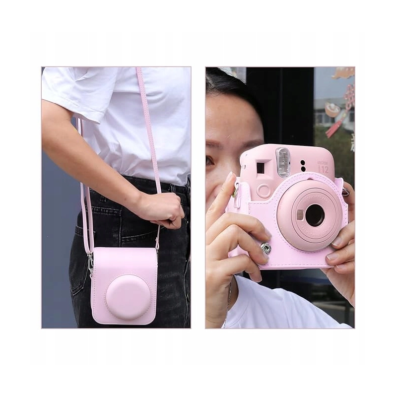ETUI FUTERAŁ DO FUJIFILM INSTAX MINI 12 POKROWIEC NA APARAT RÓŻOWY PASEK