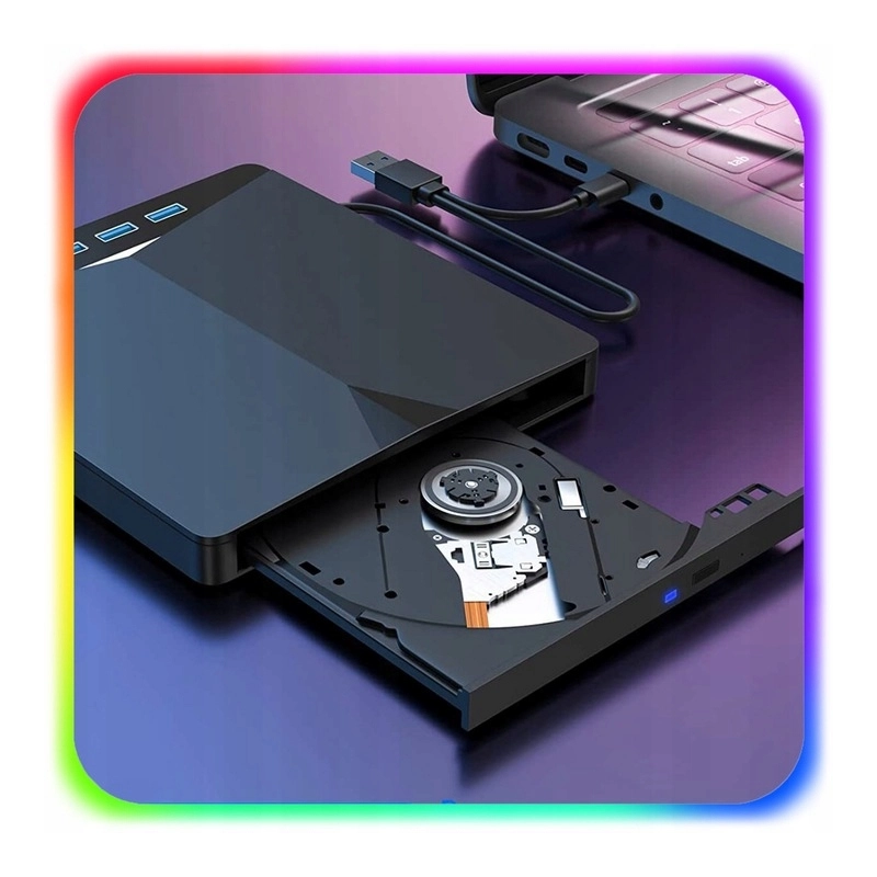 NAPĘD ZEWNĘTRZNY CD DVD ODTWARZACZ PŁYT PRZENOŚNY NAGRYWARKA HUB USB-C 3.0