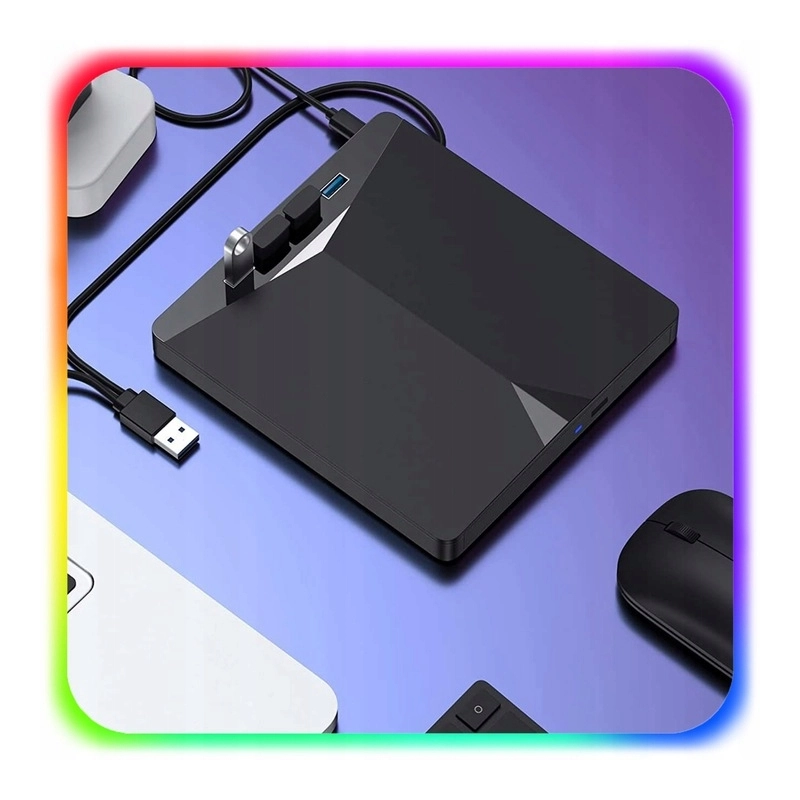 NAPĘD ZEWNĘTRZNY CD DVD ODTWARZACZ PŁYT PRZENOŚNY NAGRYWARKA HUB USB-C 3.0