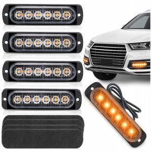 ZESTAW 4SZT LAMPKA OSTRZEGAWCZA STROBOSKOP LAMPA DROGOWA LAWETA 6LED KOGUT