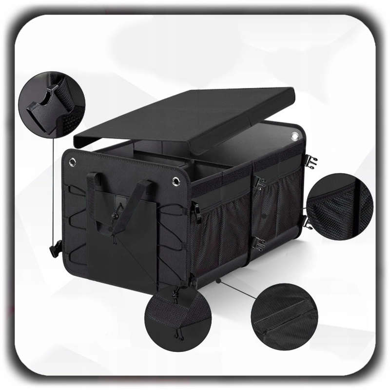 SZTYWNY KUFER DO BAGAŻNIKA SAMOCHODU Organizer Samochodowy Zamykany Rzepy