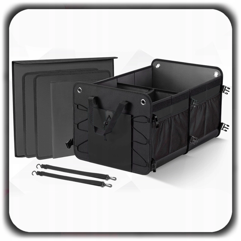 SZTYWNY KUFER DO BAGAŻNIKA SAMOCHODU Organizer Samochodowy Zamykany Rzepy