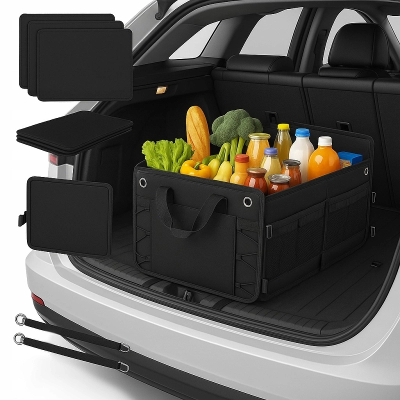 SZTYWNY KUFER DO BAGAŻNIKA SAMOCHODU Organizer Samochodowy Zamykany Rzepy