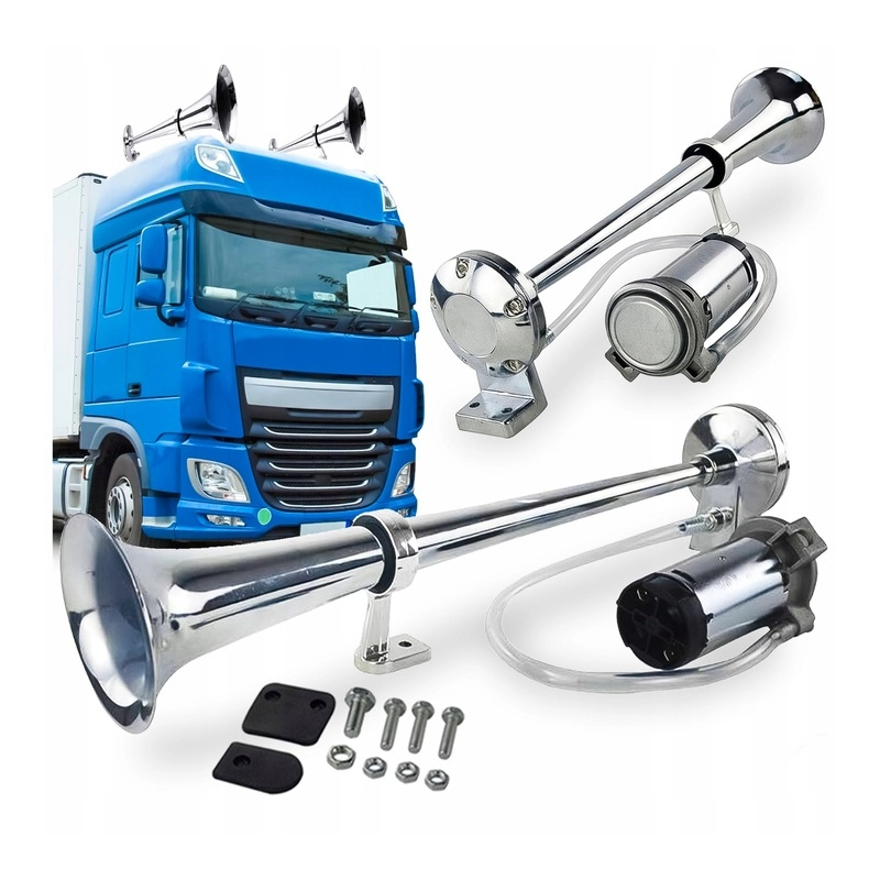FANFARA KLAKSON DO TIRA 12V 150DB CHROM SYGNAŁ DŹWIĘKOWY TIR Z KOMPRESOREM