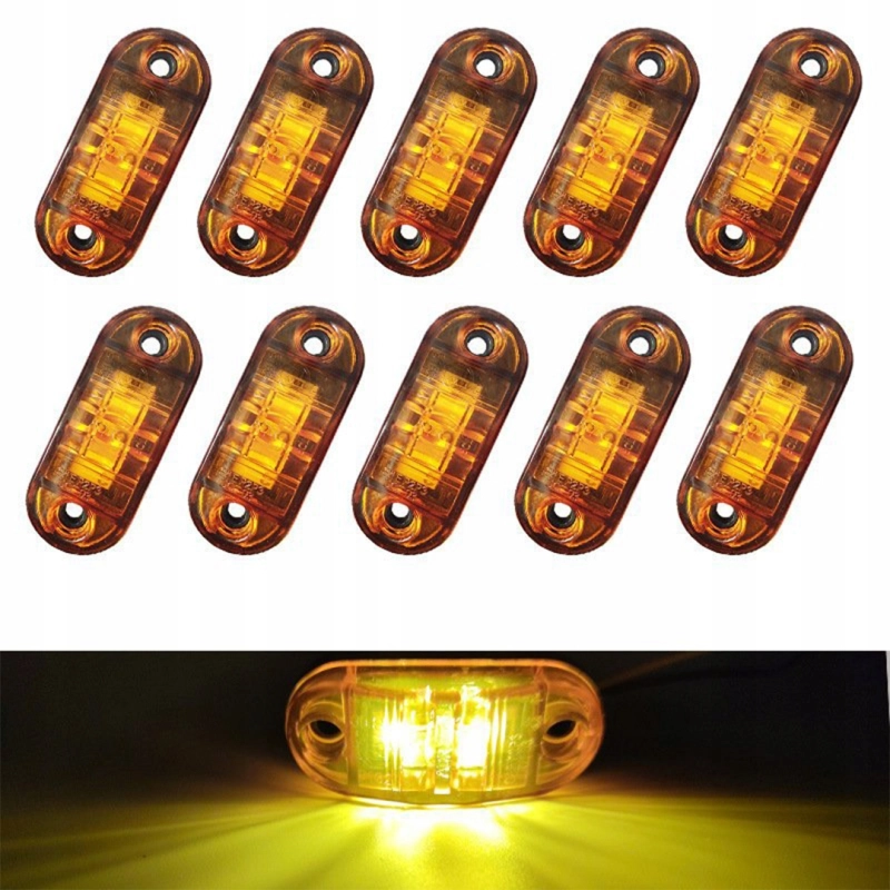 ZESTAW LAMP OBRYSOWYCH LED OBRYSÓWKA DIODOWA POMARAŃCZOWA 10 SZT + ŚRUBKI