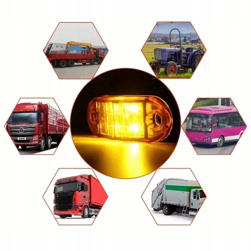 ZESTAW LAMP OBRYSOWYCH LED OBRYSÓWKA DIODOWA POMARAŃCZOWA 10 SZT + ŚRUBKI