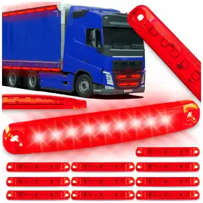 ZESTAW LAMPA OBRYSOWA LED OBRYSÓWKA 12 24V CZERWONA DIODY 10 SZT + PRZEWODY