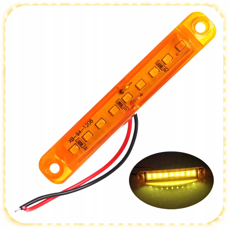 ZESTAW LAMPA OBRYSOWA LED OBRYSÓWKA 12 24V POMARAŃCZOWA DIODY 10 SZT