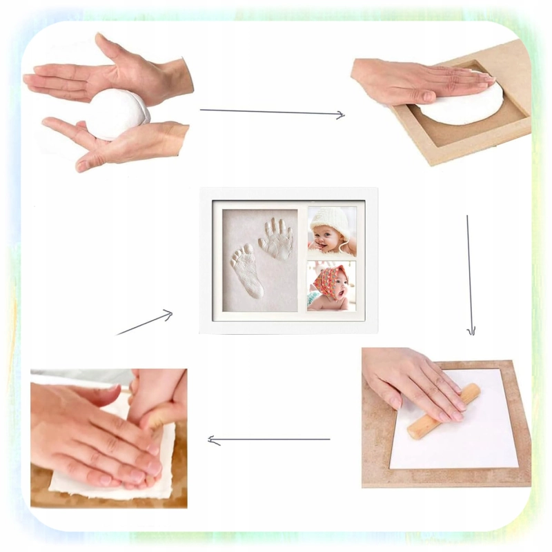 RAMKA Z GLINKĄ ODCISK ŁAPY PSA PUPILA KOTA 2 ZDJĘCIA PAMIĄTKA GLINA PREZENT