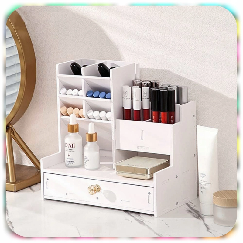 ORGANIZER PRZYBORNIK NA BIURKO DREWNIANY BIAŁY DUŻY 12 PRZEGRÓDEK NA KREDKI