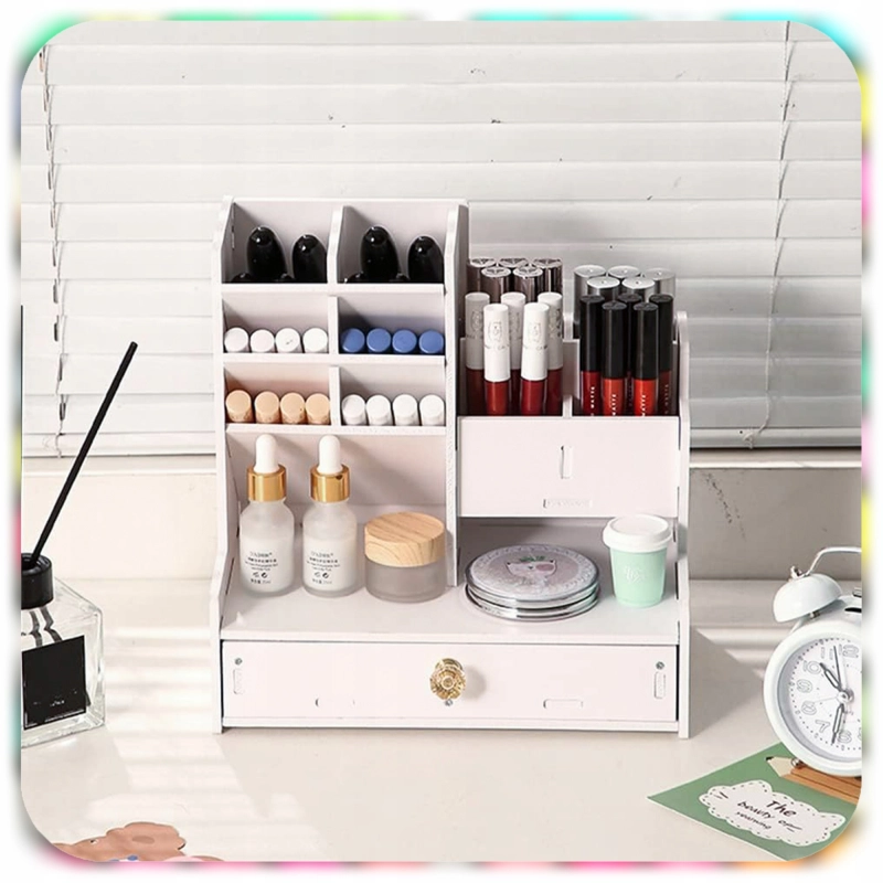 ORGANIZER PRZYBORNIK NA BIURKO DREWNIANY BIAŁY DUŻY 12 PRZEGRÓDEK NA KREDKI