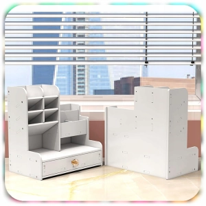 ORGANIZER PRZYBORNIK NA BIURKO DREWNIANY BIAŁY DUŻY 12 PRZEGRÓDEK NA KREDKI