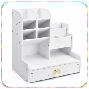 ORGANIZER PRZYBORNIK NA BIURKO DREWNIANY BIAŁY DUŻY 12 PRZEGRÓDEK NA KREDKI