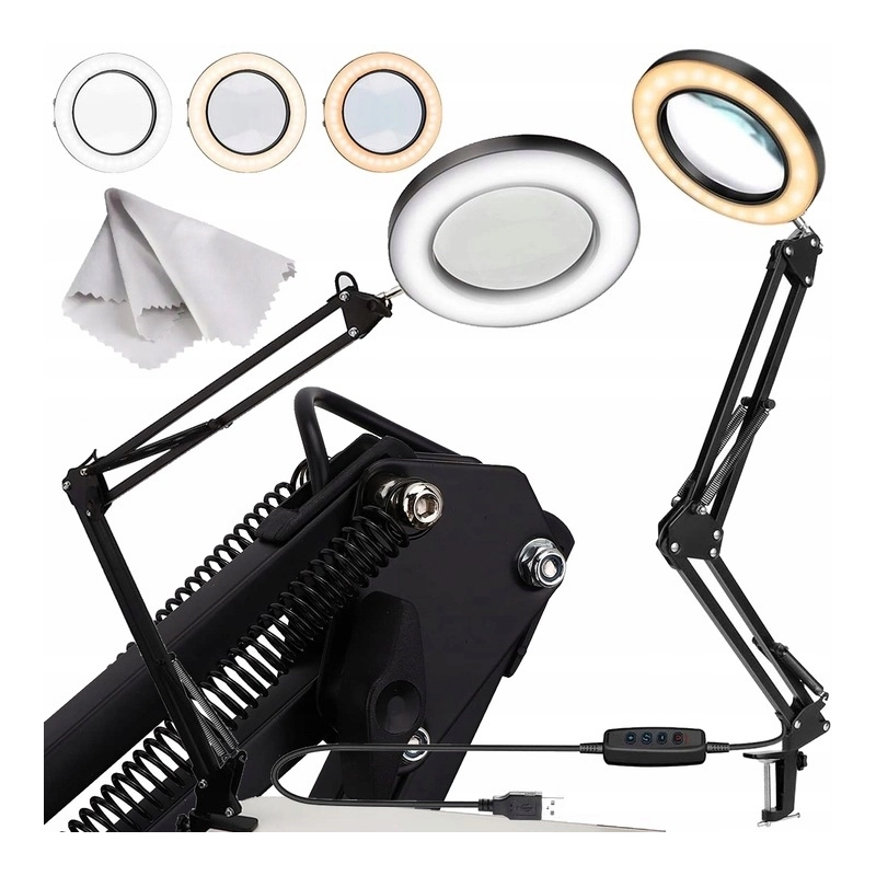 LAMPA LED DO BLATU KOSMETYCZNA DERMATOLOGICZNA Z LUPĄ REGULACJA ŚWIATŁA