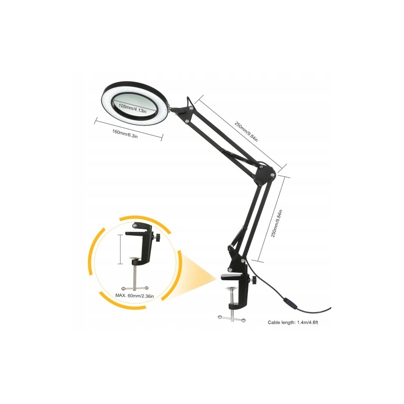 LAMPA LED DO BLATU KOSMETYCZNA DERMATOLOGICZNA Z LUPĄ REGULACJA ŚWIATŁA