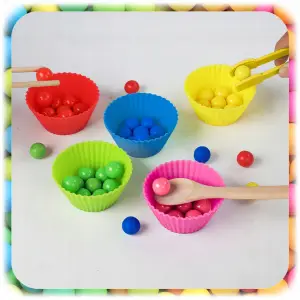 DREWNIANA UKŁADANKA MONTESSORI SENSORYCZNA GRA SORTER KULKI XL ZESTAW 81 EL