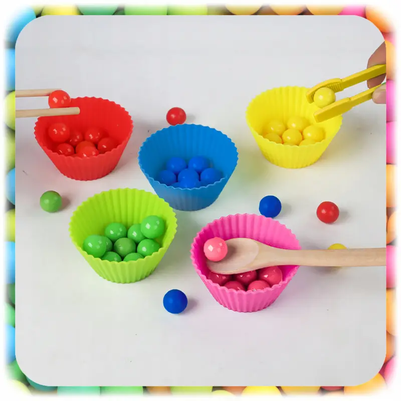 DREWNIANA UKŁADANKA MONTESSORI SENSORYCZNA GRA SORTER KULKI XL ZESTAW 81 EL