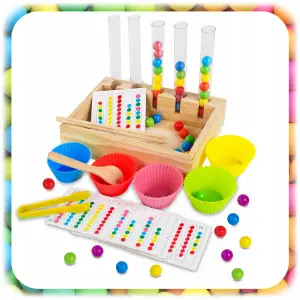 DREWNIANA UKŁADANKA MONTESSORI SENSORYCZNA GRA SORTER KULKI XL ZESTAW 81 EL