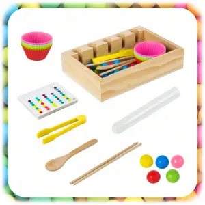 DREWNIANA UKŁADANKA MONTESSORI SENSORYCZNA GRA SORTER KULKI XL ZESTAW 81 EL